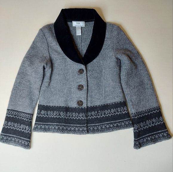 Elegant 100% Grey Wool Jacket Size Small - Picture 2 of 13